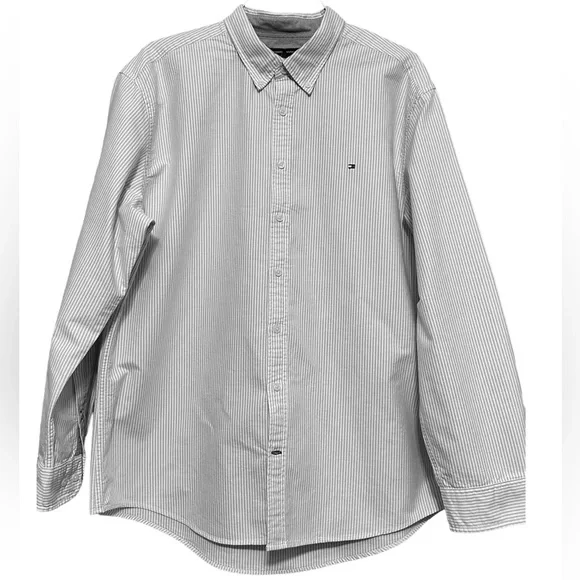 Tommy Hilfiger | Shirts | Tommy Hilfiger Custom Fit Stripe Long Sleeve  Button Down Cotton Dress Shirt Xxl | Poshmark